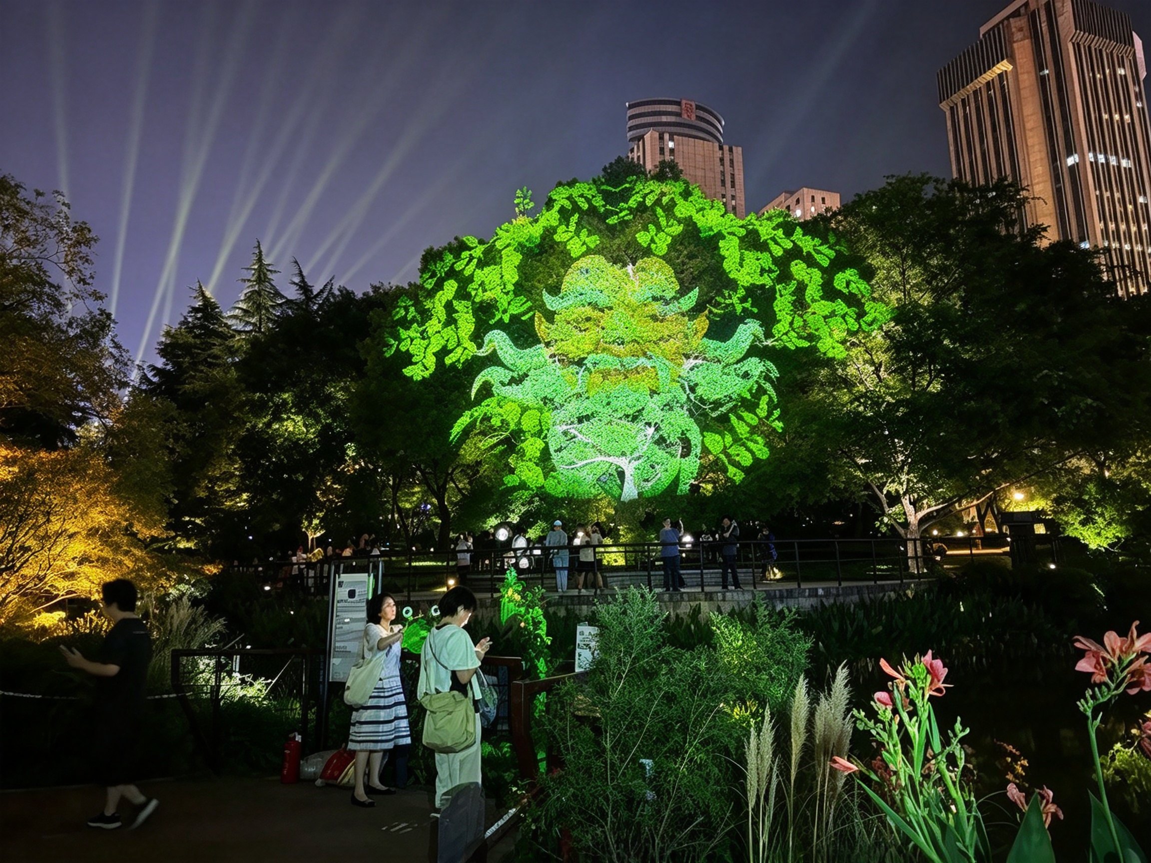 第三届上海国际光影节主会场延中绿地光影古树